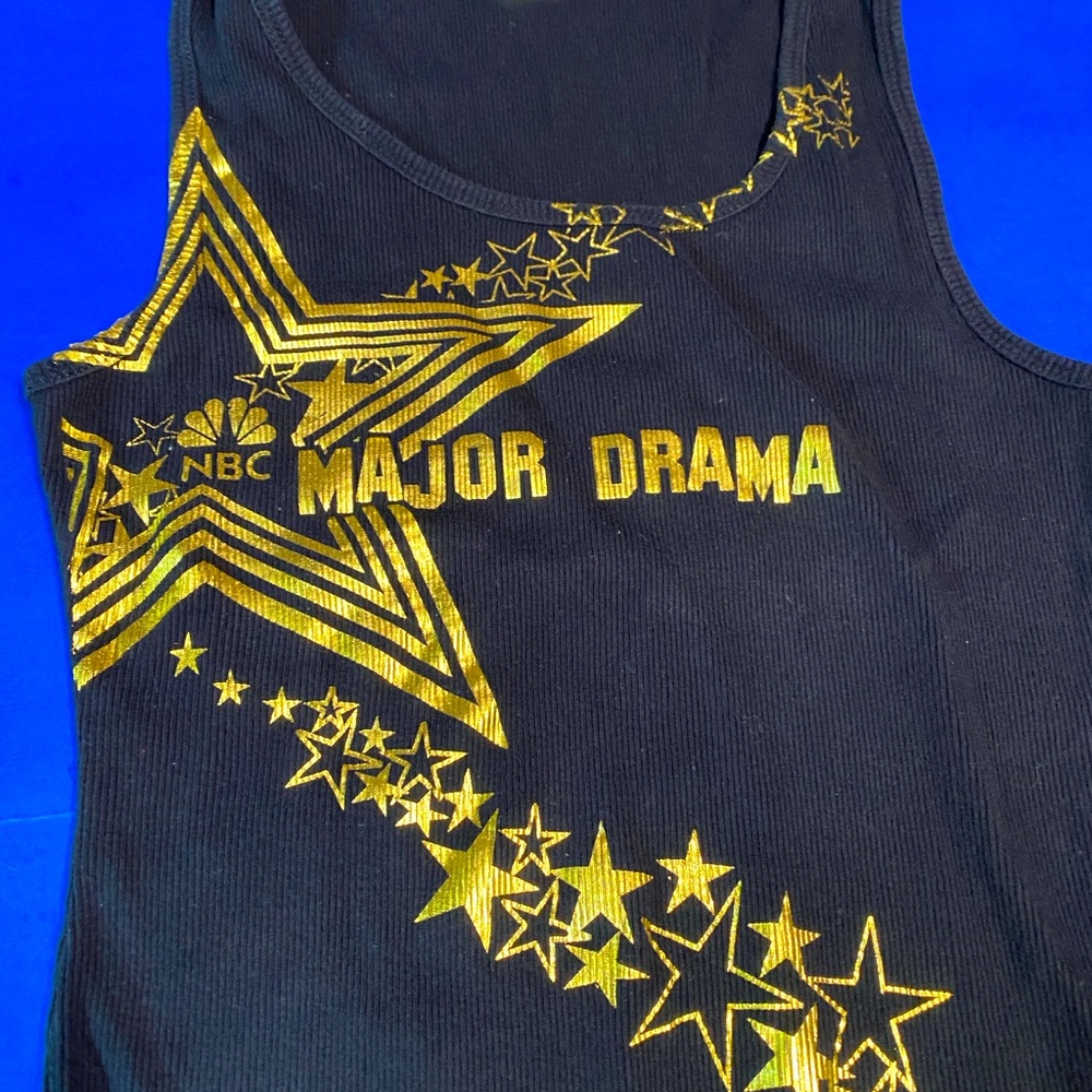 NBC Experience Store Y2K NBC Major Drama Tank Top w/Metallic Gold Star Design L